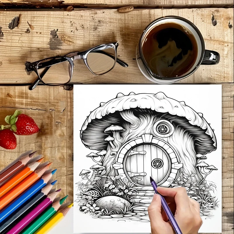 Coloring Book Fairy Door for A - огляд і ціна Adult Coloring Book Stress Relief